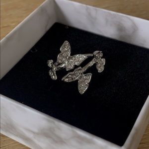 Butterfly rhinestone ring